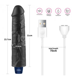 Dildo vibrador 9.5 pulg. REAL SOFTEE Rechargeable Vibrating Dildo(Black)