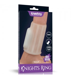 Funda de pene vibradora - Vibrating Ridge Knights Ring (White)