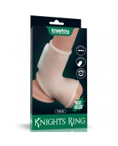 Funda de pene vibradora - Vibrating Silk Knights Ring with Scrotum Sleeve (White)