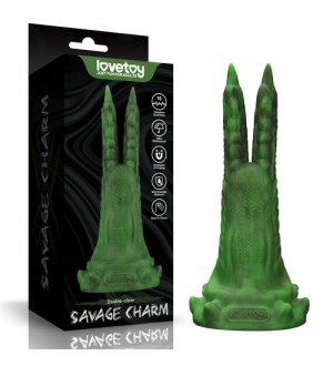 Vibrador alienígenaSavage Charm Double-Claw Vibrating Silicone Dildo