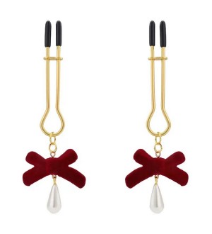 Pinzas de pezones de metal Red Bow - Nipple metal clamps