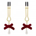 Pinzas de pezones de metal Red Bow - Nipple metal clamps