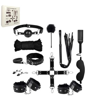 Set BDSM de 11 piezas negro High Quality BDSM Bondage Set