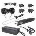 Set BDSM de 8 piezas negro Bondage Set with Organizer Pouch