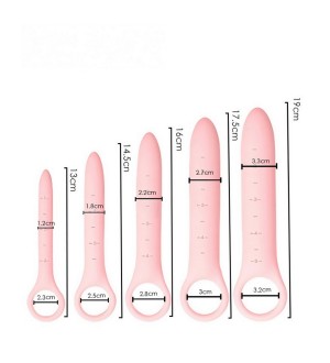 Set de dilatador vaginal .de 5 piezas Pink Silicone Pelvic Floor Trainer Dilator Set