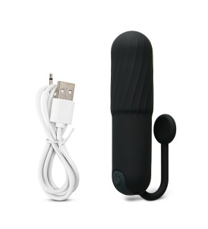 Mini vibrador o balita con tira de agarre recargable Black 10-Speed Vibrating Bullet