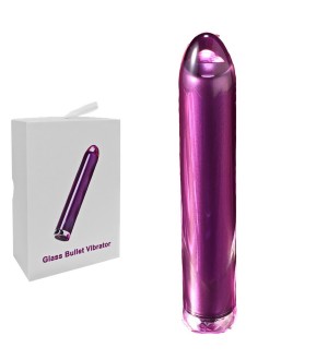 Mini Vibrador recargable Glass-Style - 4.73 Inch 10-Mode Purple Bullet Vibrator