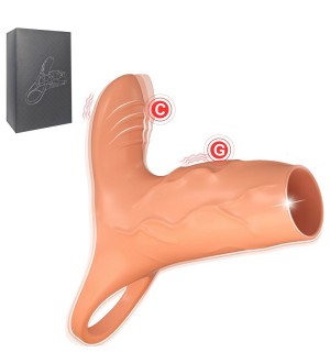 Funda de pene vibradora recargable- 10-Speed Cock Ring with Clitoral Stimulator