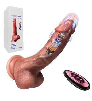 Dildo vibrador con empuje, rotación y calefacción - 10-Remote Control rechargeable Silicone Vibrator