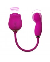 Vibrador doble rosa con succión y vibrador de punto G - 10-Speed Silicone Clitoral Sucking Rose with Wiggling Vibrator