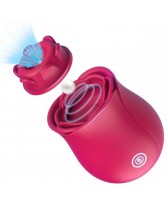 Vibrador rosa con succión para clítoris - 10-Speed Rechargeable Silicone Rose