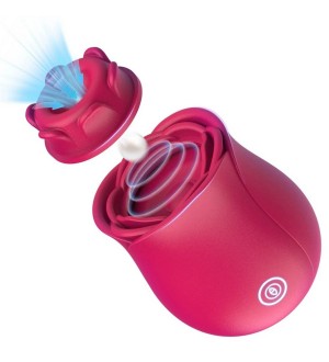 Vibrador rosa con succión para clítoris - 10-Speed Rechargeable Silicone Rose