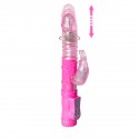 Vibrador rabbit telescópico con perlas a batería - Pink Color Thrusting Rabbit Pearls Vibrator