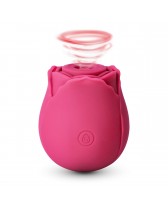 Vibrador rosa con succión - 10-Speed, Red Color Silicone, Waterproof, USB Rechargeable