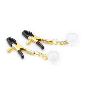 Pinzas de pezones de metal con perlas Clear Metal and Glass Nipple Clamps