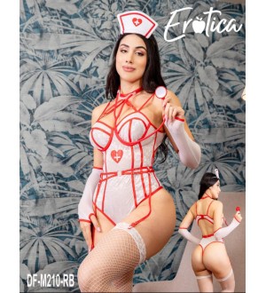 Traje de fantasía o disfraz erótico de Enfermera sensual de 5 piezas