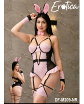 Traje de fantasía o disfraz erótico de Conejita tierna Sexy de 4 piezas
