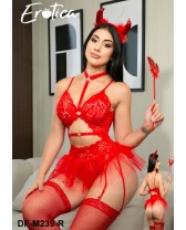 Traje de fantasía o disfraz erótico de Diablita Sexy de 5 piezas