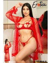 Conjunto de lenceria sexy con Bata - Dama de corazones