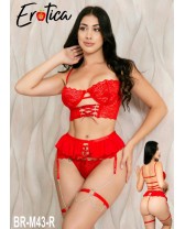 Conjunto sexy Bralette con mini bustier de 3 piezas