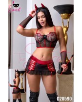 Traje de fantasía o disfraz erótico de Diablita erótica de 6 piezas