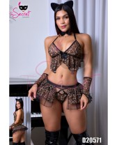 Traje de fantasía o disfraz erótico de Tigresa - Jaguar sexy de 6 piezas
