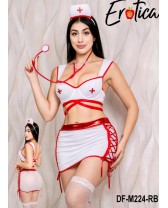 Traje de fantasía o disfraz erótico de Enfermera Hot de 6 piezas