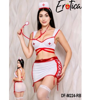 Traje de fantasía o disfraz erótico de Enfermera Hot de 6 piezas