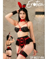 Traje de fantasía o disfraz erótico de Conejita Bunny de 6 piezas