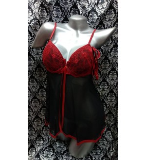 Babydoll de malla con detalla de encaje en la copa 1