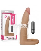 Anillo de pene con dildo consolador vibrador para doble penetración The Ultra Soft Double Vibrating