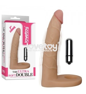 Anillo de pene con dildo consolador vibrador para doble penetración The Ultra Soft Double Vibrating