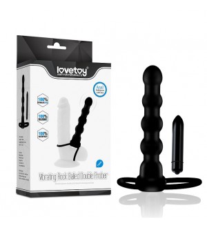 Anillo para pene y testiculos con tira anal vibradora Vibrating Rock Balled Double Prober