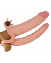 Funda de pene para doble penetración 1" Pleasure X Tender Vibrating Double Penis Sleeve