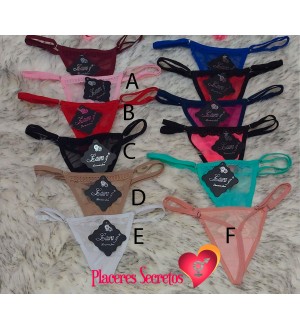 Tanga Hilo dental en V de malla transparente