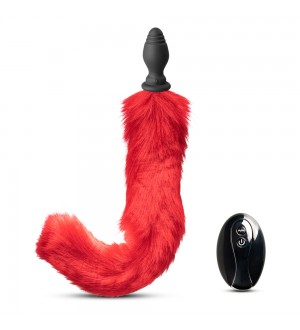 Plug Anal Vibrador Recargable con control con cola de zorro Red Tail