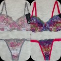 Conjunto de ropa interior FLORENCIA Brasier y tanga de encaje estampado