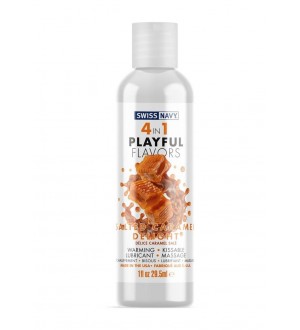 Lubricante Swiss Navy 4 en 1 con sabor a caramelo salado (1 oz)