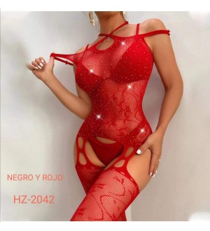Enterizo de red o Bodystocking color rojo The secret
