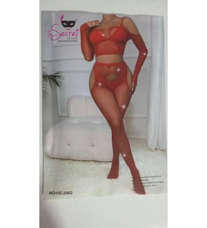 Traje red o bodystocking de 2 piezas con brillos Passion Red