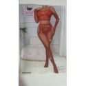 Traje red o bodystocking de 2 piezas con brillos Black Passion