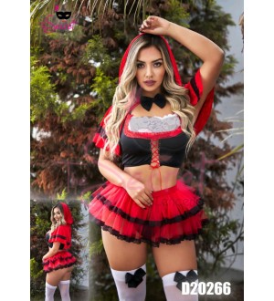 Traje erótico o disfraz sexy de Caperucita seductora Sexy de 6 piezas