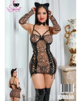 Traje de fantasía o disfraz erótico de she-Jaguar de 5 piezas
