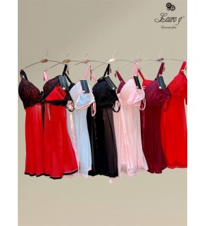 Babydoll de malla con detalla de encaje en la copa talla 38