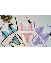 Conjunto de lencería Picarona de encaje de 2 piezas: Bralette + tanga abierta