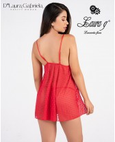 Babydoll de malla con bolados bajo la copa