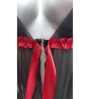 Babydoll de malla con bolados bajo la copa