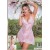 Babydoll rosa de gasa transparente con tanga a juego