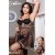 Babydoll negro de malla transparente con tanga a juego