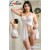 Babydoll sexy con encaje y malla y tanga a juego y medias de red